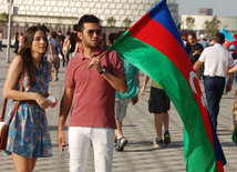 İlk Avropa Oyunlarının bağlanış mərasiminə dəqiqələr qalır. Bakı, Azərbaycan, 28 iyun 2015